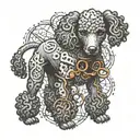 Anatomy of a poodle with scissors and bones intertwined in the design tattoo design idea