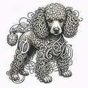 Anatomy of a poodle with scissors and bones intertwined in the design tattoo design idea
