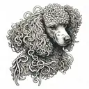 Anatomy of a poodle with scissors and bones intertwined in the design tattoo design idea