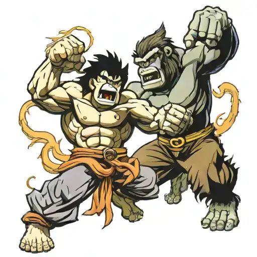 goku vs king kong tattoo design idea