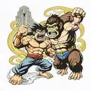 goku vs king kong tattoo design idea