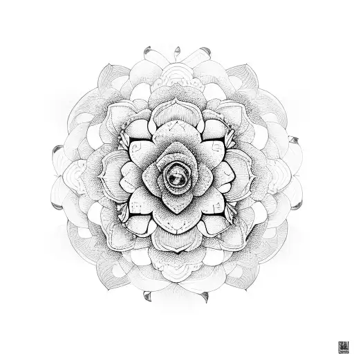 flores terminando en mandala tattoo design idea