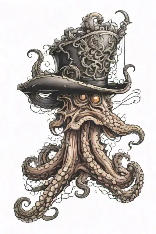 Owner and kraken tattoo design idea