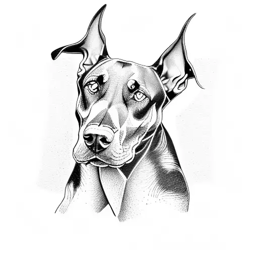 doberman dog  tattoo design idea