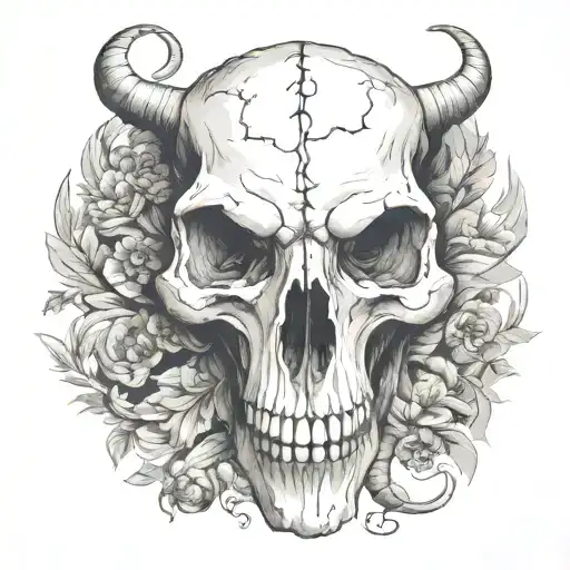 animal skull tattoo design idea