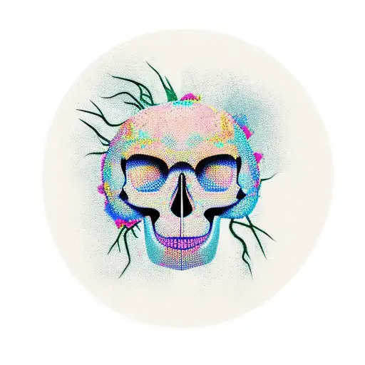 Skull tree abstract tattoo design idea
