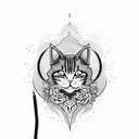cat scary tattoo design idea