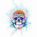 Skull tree abstract tattoo design idea