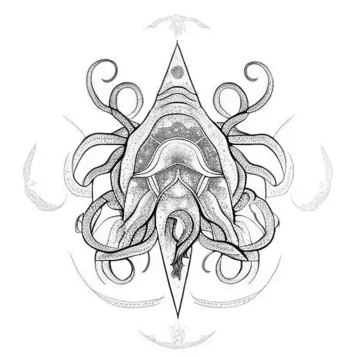 family tree triangle eudaimonia octopus  tattoo design idea