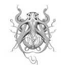 family tree triangle eudaimonia octopus  tattoo design idea