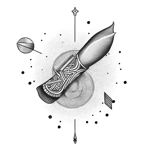 Drumsticks with alchemical symbols tattoo design idea