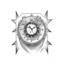 F, clock representing 2006, heart symbol with "bro" written inside, k with crown over it tattoo design idea