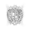 the number twenty in roman numbers with a lot of greek and roman details tattoo design idea