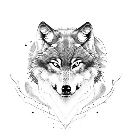wolf in a bloodmoon tattoo design idea