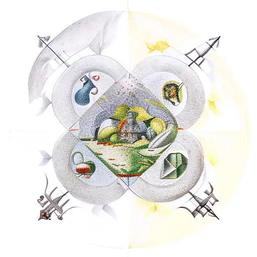 a collage of 14th century alchemy and distillation artwork  tattoo design idea