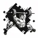 A dynamic design featuring a weightlifter in action, surrounded by symbols of wealth and success tattoo design idea