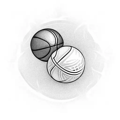 Dunking a basket ball on a beach during Sunset tattoo design idea