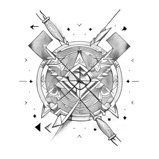 arrows with Gemini and Sagittarius symbols tattoo design idea