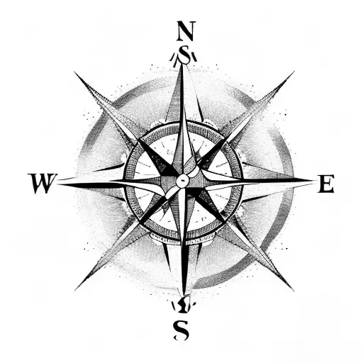 Compass with Gemini and Sagittarius symbols tattoo design idea