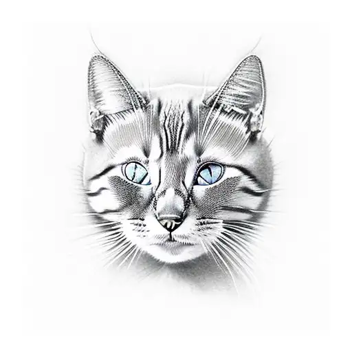 evil cat from side tattoo design idea