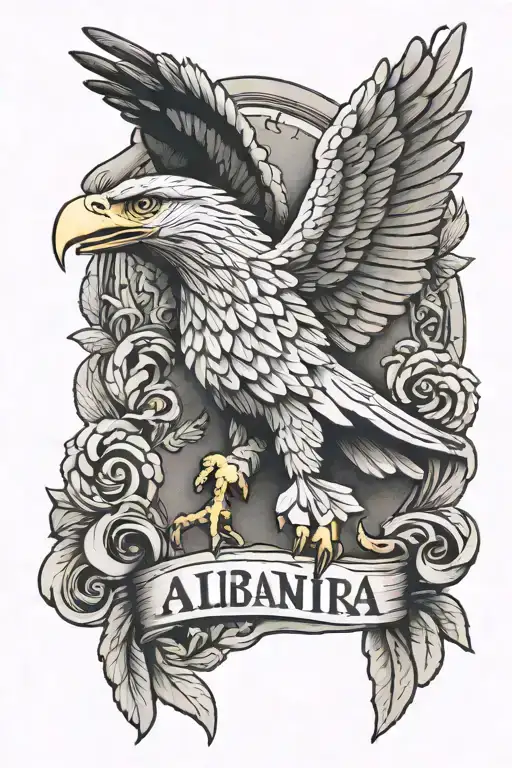 Albania eagle half ak47 tattoo design idea