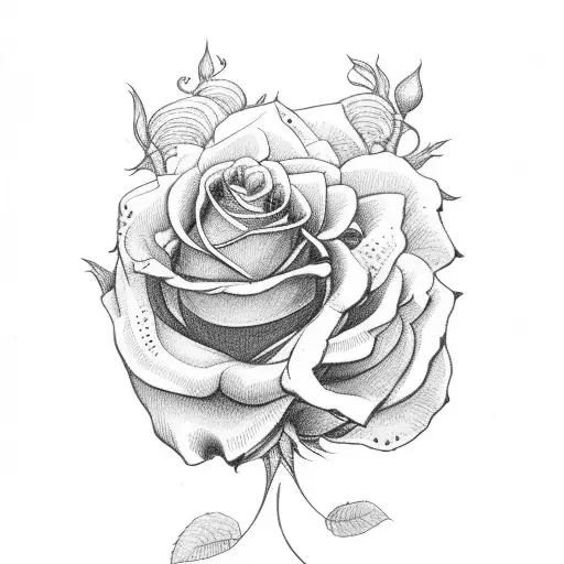 cherub with roses tattoo design idea