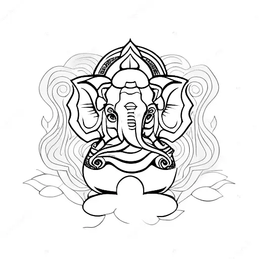 Ganesha with lotus flower tattoo design idea