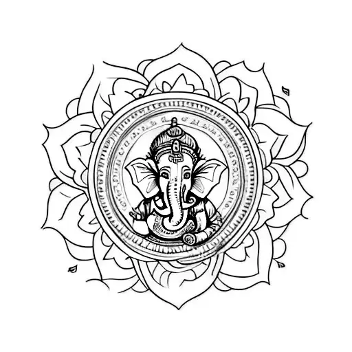 Ganesha this lotos flower  tattoo design idea