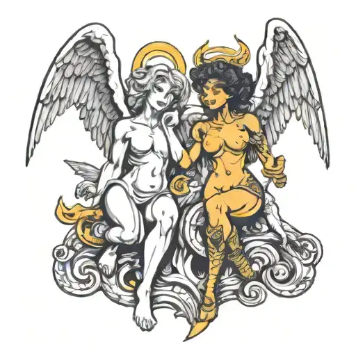 Biblically accurate angels vs demons tattoo design idea