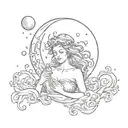 Aquarius with moon tattoo design idea