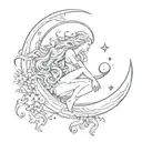Aquarius with moon tattoo design idea