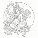 Aquarius with moon tattoo design idea