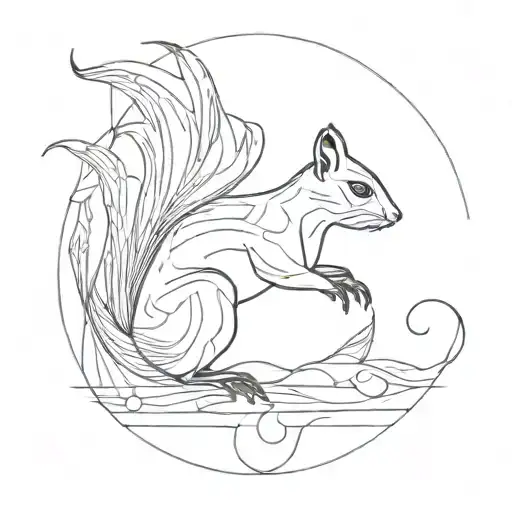 An abstract design of a bird and squirrel morphed together, creating a beautiful and intricate tattoo inspired by the numbers 11.11.23 tattoo design idea