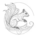 An abstract design of a bird and squirrel morphed together, creating a beautiful and intricate tattoo inspired by the numbers 11.11.23 tattoo design idea