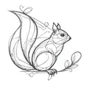 An abstract design of a bird and squirrel morphed together, creating a beautiful and intricate tattoo inspired by the numbers 11.11.23 tattoo design idea
