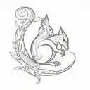 An abstract design of a bird and squirrel morphed together, creating a beautiful and intricate tattoo inspired by the numbers 11.11.23 tattoo design idea