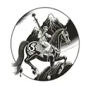 Japanese Banjo Horse Mountains tattoo design idea