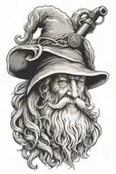 Gandalf the grey smoking pipe with staff intertwined tattoo design idea