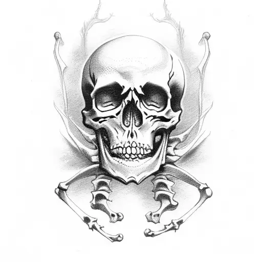 the death tarot, skeleton, black and red tattoo design idea