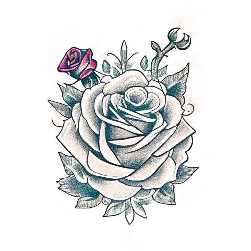 Dagger with Roses and Ivy tattoo design idea