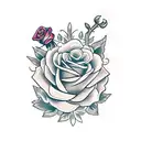 Dagger with Roses and Ivy tattoo design idea