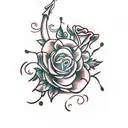 Dagger with Roses and Ivy tattoo design idea