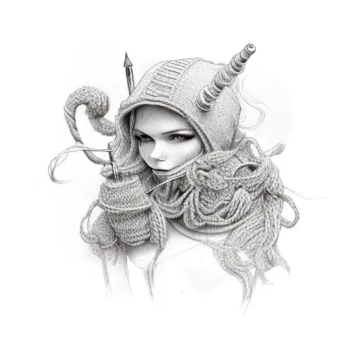 a knitting thread to which a crochet hook is attached  tattoo design idea