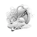 a knitting thread to which a crochet hook is attached  tattoo design idea