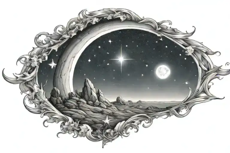 filled night sky with shooting star  tattoo design idea
