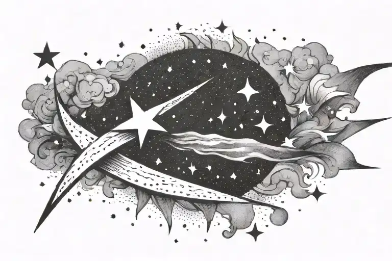 night sky scene shooting star  tattoo design idea