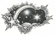 filled night sky with shooting star  tattoo design idea