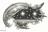filled night sky with shooting star  tattoo design idea