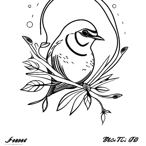 a red-bellied thrush bird, with lefs tattoo design idea
