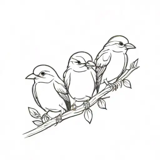 Three little birds perched tattoo design idea